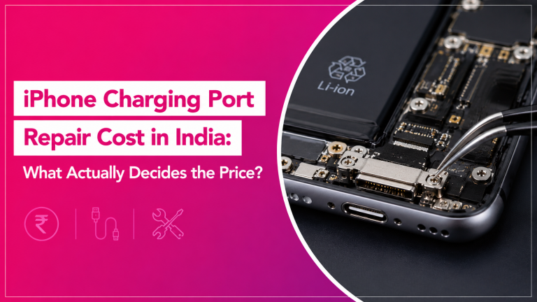 iPhone charging port repair technician fixing a damaged charging connector in India